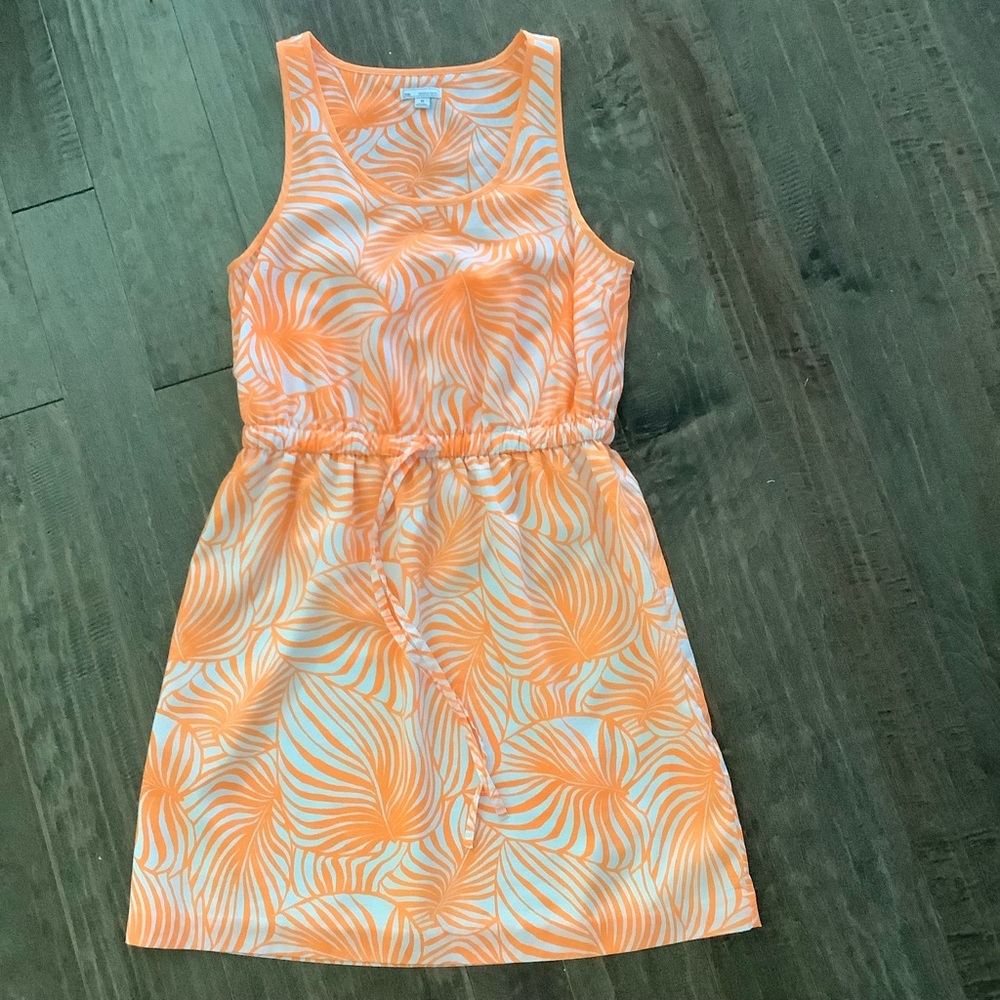 GAP Orange and White Sleeveless Fully Lined Dress W/ Drawstring at Waist…